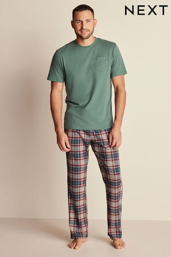 Green/Grey Check Motionflex Cosy Pyjamas Set (C06171) | £28