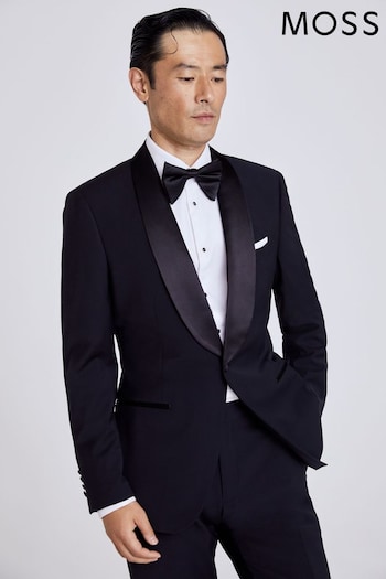 MOSS Black Tailored Fit Performance Dresswear Notch Suit: Jacket (C06248) | £169