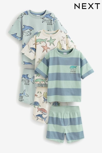 Blue seaside print Short Pyjamas 3 pack (9mths-8yrs) (C06260) | £28 - £34