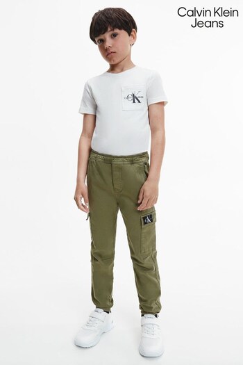 Calvin Schwarz Klein Jeans Boys Green Cargo Trousers (C06297) | £37