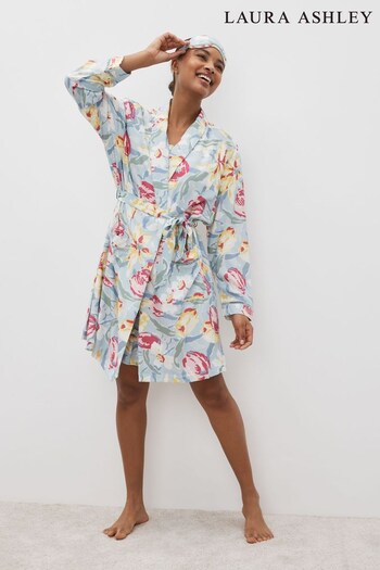 Laura Ashley Blue Floral Woven Robe (C06302) | £59