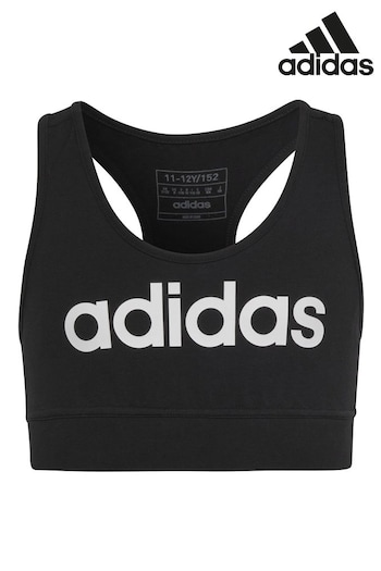 adidas Black Sportswear Essentials Linear Logo Cotton Bra Top (C06390) | £13