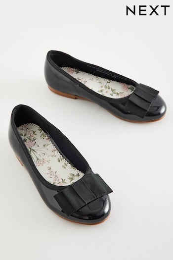 Navy Patent Bow Occasion Ballerinas Shoes Top (C06406) | £20 - £27