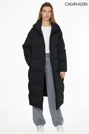 Calvin Klein Black Seamless Lofty Maxi Coat (C06481) | £430