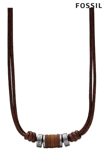 Fossil Jewellery Gents Rondell Brown Necklace (C06486) | £39
