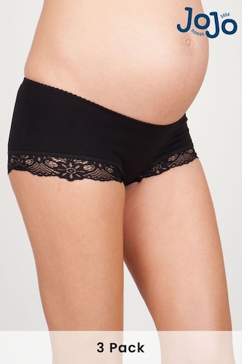 JoJo Maman Bébé Black 3-Pack Lace Trim Maternity Shorts (C06697) | £15