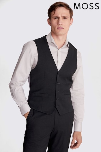 MOSS Charcoal Grey Regular Fit Stretch Suit Waistcoat (C06761) | £60