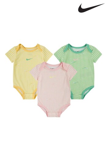 Nike supreme Multi Baby Gingham Bodysuits 3 Pack (C06964) | £28