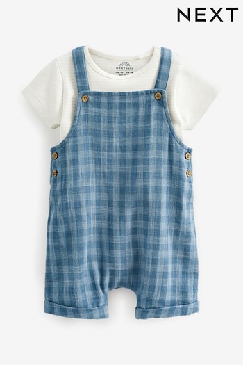 Blue 2 Piece Baby Dungarees and Bodysuit Set (0mths-2yrs) (C07073) | £18 - £20