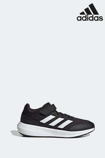 adidas Black/White Kids Runfalcon 3.0 Sport Running Elastic Lace Top Strap Trainers (C07123) | £33