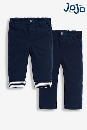 JoJo Maman Bébé Navy Jersey Lined Twill Trousers Tongues (C07152) | £21