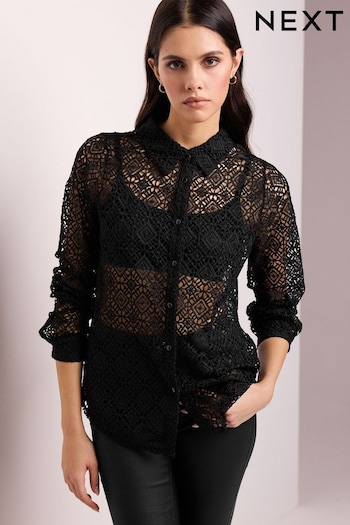 Black Crochet Shirt (C07239) | £39