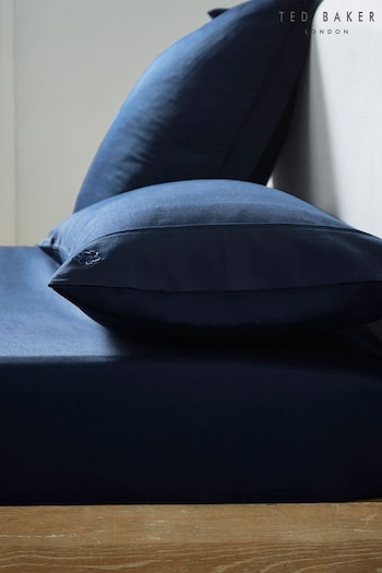 Ted Baker Blue Silky Smooth Plain Dye Fitted Sheet (C07264) | £35 - £55