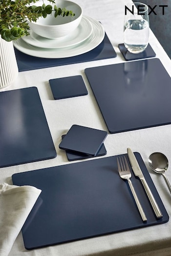 Set of 4 Navy Blue Placemats and Coasters (C07365) | £18