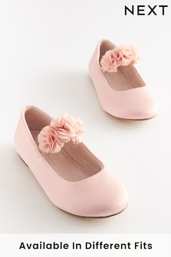 Pink Wide Fit (G) Stain Resistant Corsage Flower Occasion Shoes (C07506) | £24 - £31