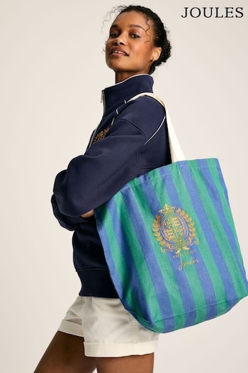 Joules Official Badminton Blue & Green Striped Tote Bag (C07879) | £12.95