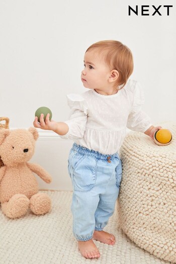 Denim Lace Trim Baby Trousers (C07920) | £10.50 - £12.50