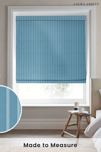 Laura Ashley Blue Burnsall Stripe Made To Measure Roman Blinds (C07925) | £84