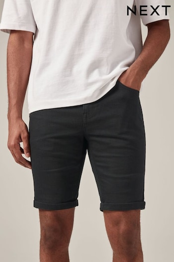 Black Skinny Fit Stretch Denim Shorts (C07946) | £22