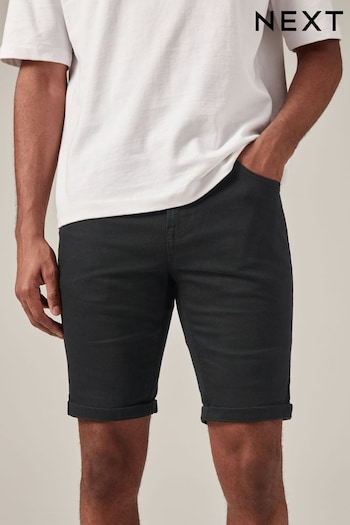 Black Skinny Stretch Denim Detail Shorts (C07946) | £22