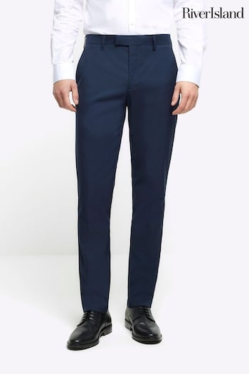 River Island Blue Twill Trousers cold-shoulder (C08122) | £35