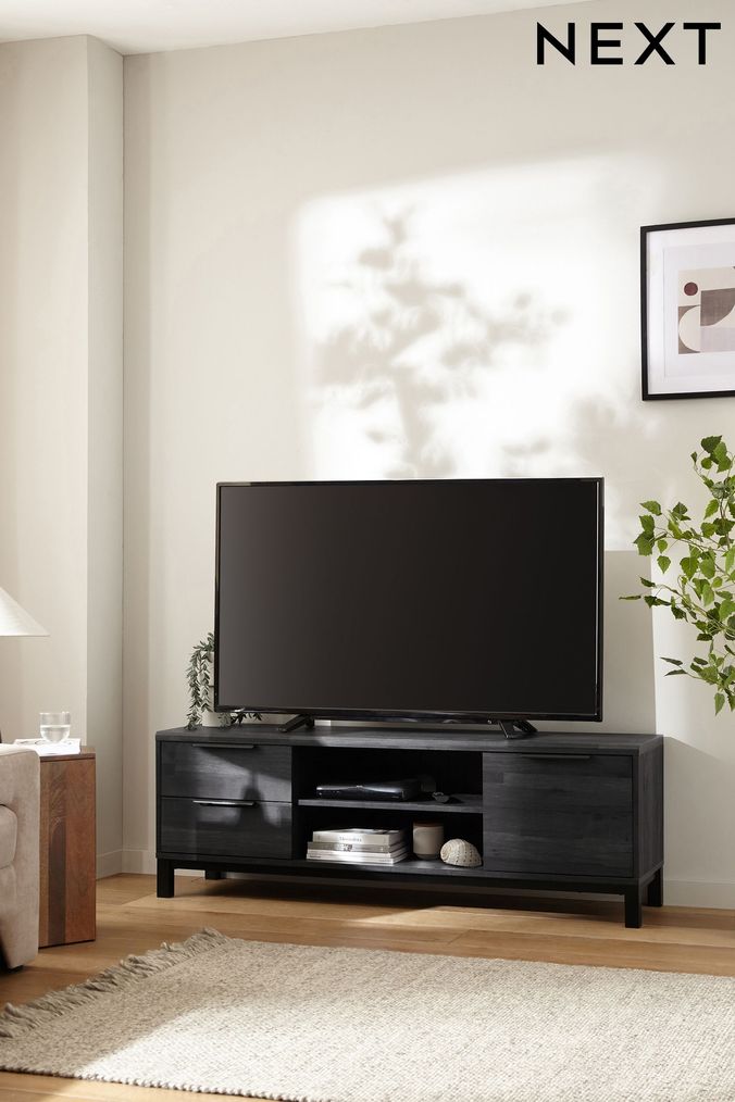 Corner floating outlet tv console