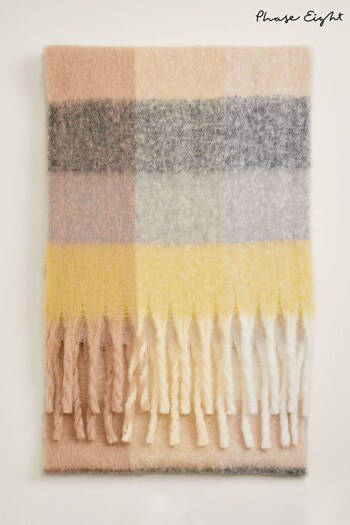 Phase Eight Yellow Soft Stripe Scarf (C08500) | £39