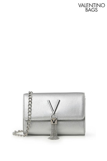 Valentino Bags Silver Divina Cross-Body Chain Tassel Bag (C08591) | £75