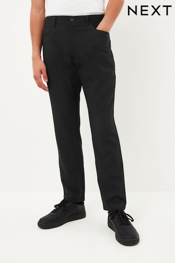 Black Jean Style Slim Machine Washable Plain Front Smart Trousers (C08710) | £20