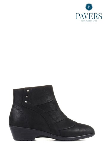 Pavers Wide Fit Leather Black Ankle boots top (C08752) | £48