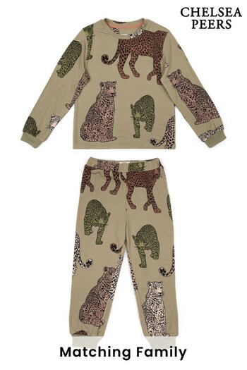 Chelsea Peers Green Kids Recycled Fibres Posh Dogs Print Long Pyjama Set (C08871) | £28