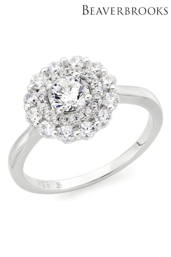 Beaverbrooks Sterling Silver Cubic Zirconia Double Halo Ring (C08974) | £55