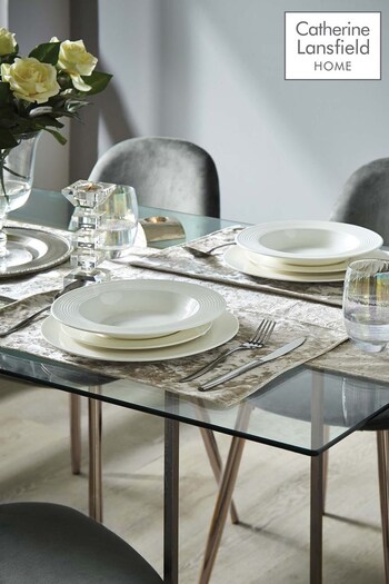Catherine Lansfield 4 Pack Natural Crushed Velvet Placemats (C08992) | £20