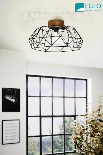 Eglo Black Padstow 1 Light Industrial Ceiling Light (C09354) | £45