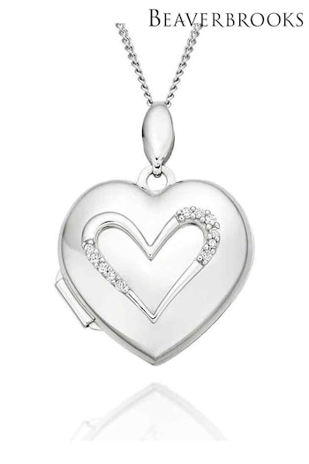 Beaverbrooks 9ct White Gold Diamond Heart Locket Necklace (C09566) | £595