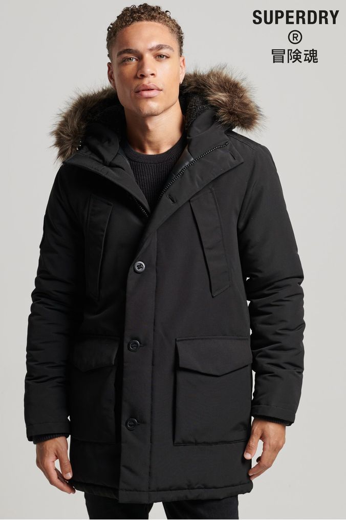 Buy Men s Coats Black Hooded Coatsandjackets Online Next UK