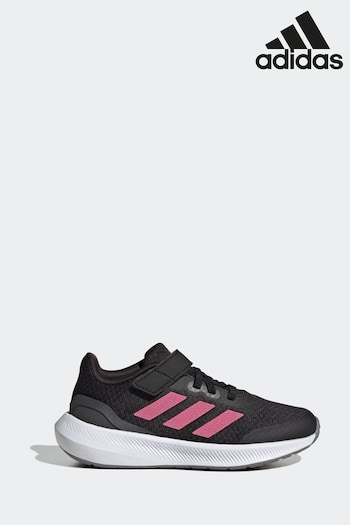 adidas Black/Pink Lined Sportswear Runfalcon 3.0 Elastic Lace Top Strap Trainers (C09655) | £33