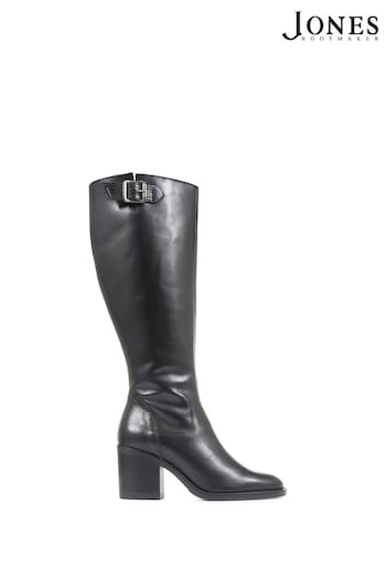 Jones Bootmaker Cesena Black Wide Leather Knee Boots (C09823) | £199