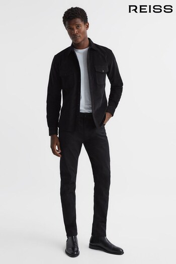 Reiss Black Rufus Tapered Slim Fit Jersey Stretch Jeans (C09909) | £118