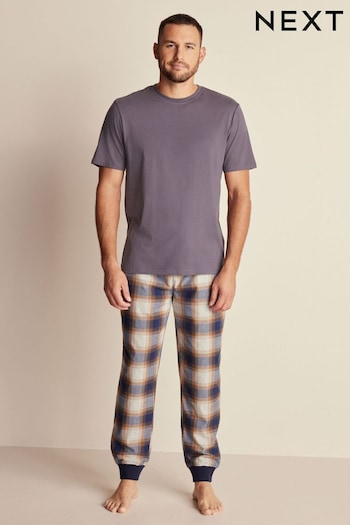Grey Check Motionflex Cosy Cuffed Pyjamas Set (C09979) | £28