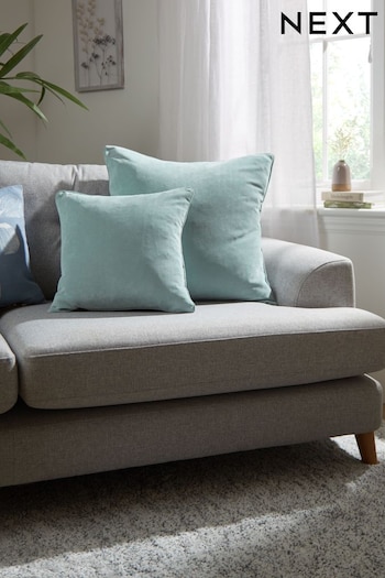 Slate Teal Blue Soft Velour Large Square Cushion (C10026) | £18