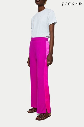 Jigsaw Pink Wide Leg Tuxedo Trousers (C10176) | £150