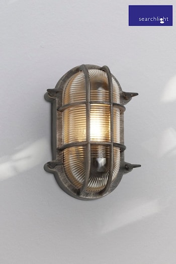 Searchlight Silver Oz Oval Silver Outdoor Wall Light (C10234) | £25