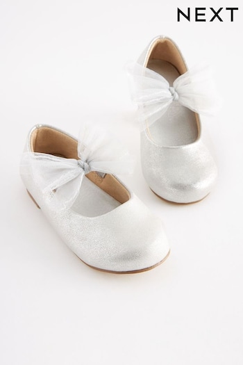Silver Bow Mary Jane Occasion Shoes One (C10306) | £20 - £23