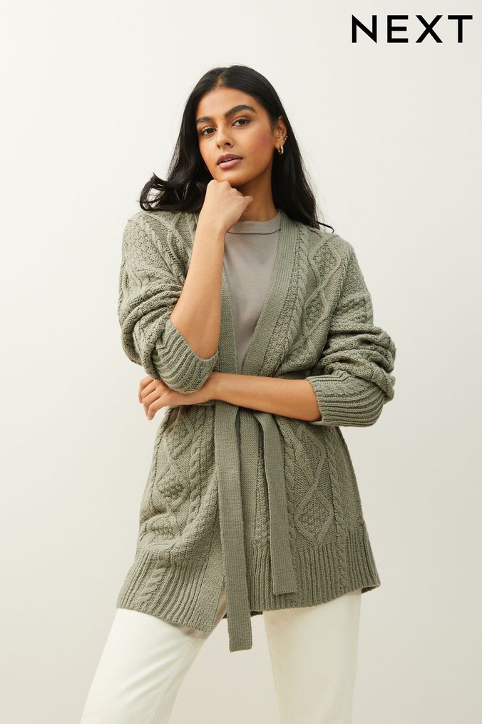 Olive green long shrug top