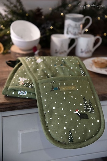Sophie Allport Green Festive Forest Double Oven Glove (C10548) | £24