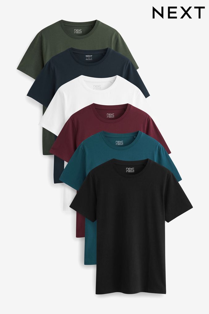 Navy/ Teal/ White/ Black/ Green/ Burgundy T-Shirts 6 Pack (C10636) | £48