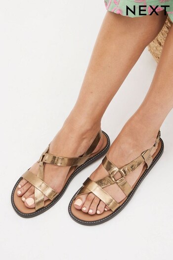 Bronze Forever Comfort® Leather Asymmetrical Flat Sandals (C10672) | £38