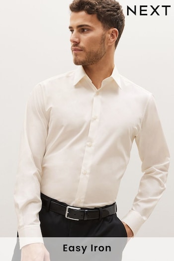 Cream Ivory Regular Fit Easy Care Single Cuff Shirt (C10757) | £20