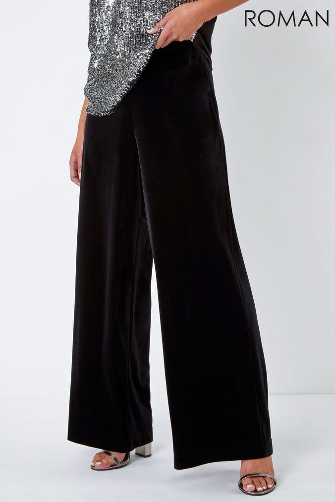 Buy Women s Black Velvet Trousers Online Next UK